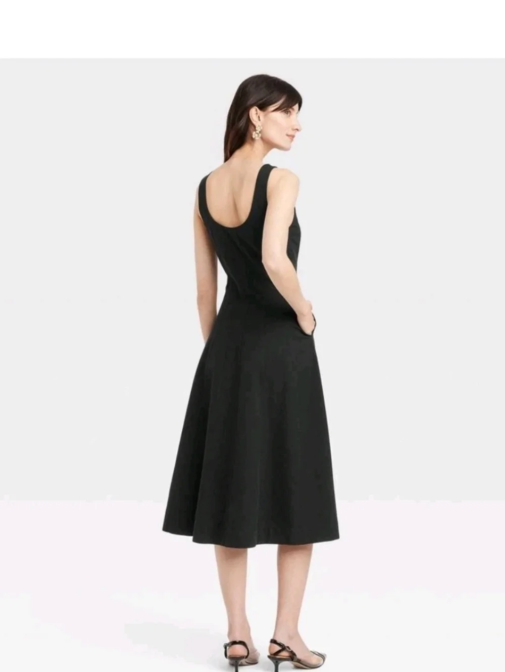 Corset A-line Midi Black Dress - Picture 3 of 8